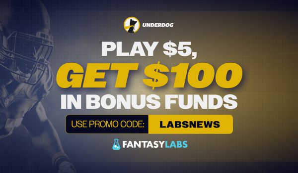 Register with the Underdog promo code LABSNEWS to claim a $100 bonus offer for any available game today.