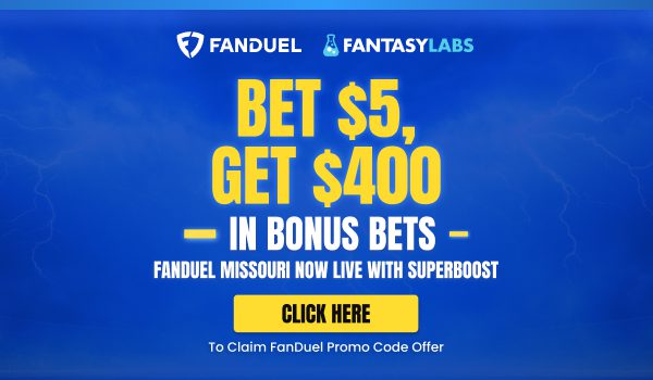 Sign up now with the FanDuel Missouri promo code to get $400 in bonus bets. Get $300 today and $100 if 1 point is scored in the Chiefs game Sunday.