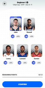 Sample Sorare NBA lineup