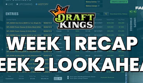nfl-dfs-draftkings-week 2-lookahead-week 1-recap