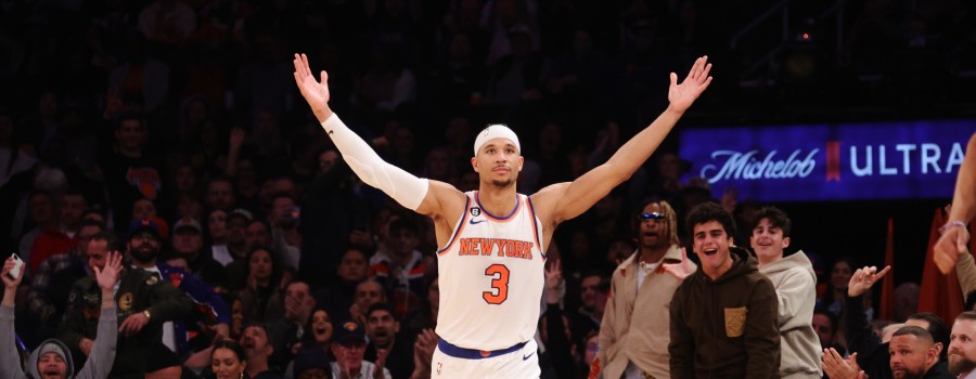 fanduel promo code graphic with knicks celebration